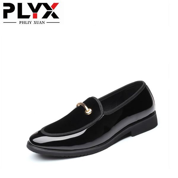 

dress shoes men patent leather luxury fashion wedding oxford formal office, Black