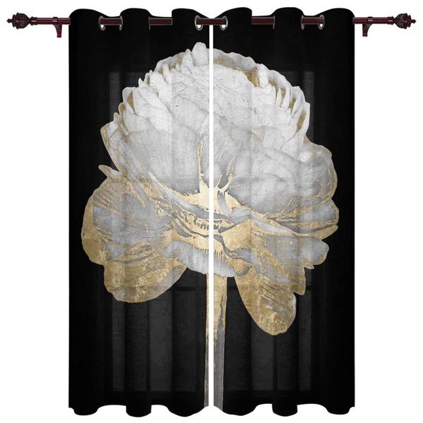 

translucent curtains rose flower white gold valance window curtains living room bedroom
