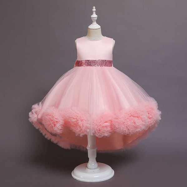 Meninas bonitas Sólidas Sereia Vestido Princesa Floral Ruffles para Kids Wedding with Bows Designer Roupas 210529