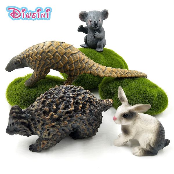 Selvagem Novo Koala Pangolin Coelho Hedgehog Simulação Plástico Animais Modelo Estatueta Uma Peça Ação Figura Quente Brinquedos Presente Para Criança C0220