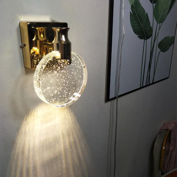 

modern crystal wall lamp simple led wall lights for home living room bedroom stairs bathroom sconces round mirror nordic lamp