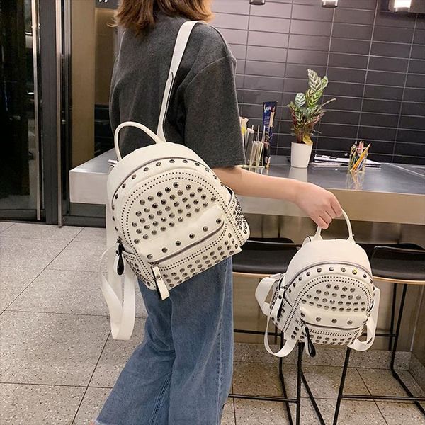 

ins mini lovely campus schoolbag fashion multi purpose rivet backpack leisure travel girl women mochila