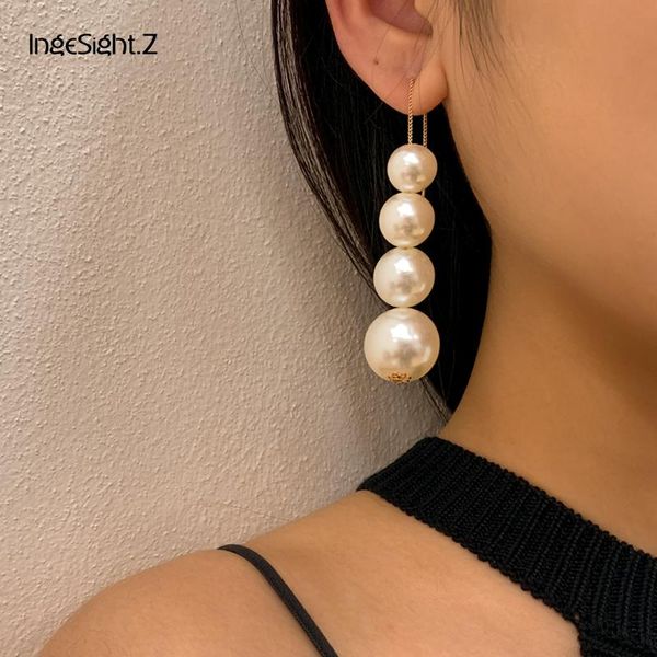 

dangle & chandelier ingesight.z korean imitation pearl drop earrings plastic ball pendant long hanging for women jewelry oorbellen, Silver