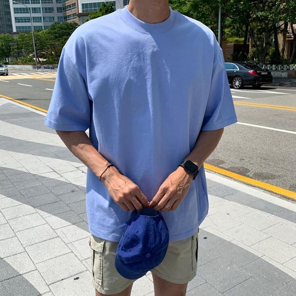 

men's t-shirts pure color short-sleeved t-shirt summer korean style trendy loose half-sleeved hong kong handsome, White;black