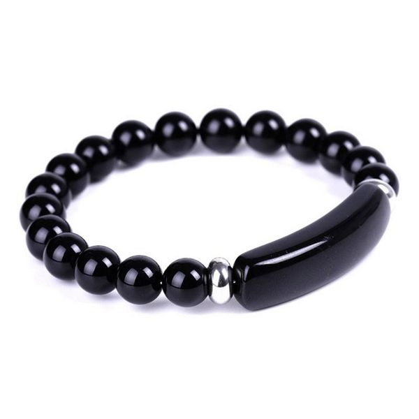 

beaded, strands natural stone strand beads bracelet reiki healing pink quartz aventurine agates rose crystal rectangle bar charms bracelets, Black