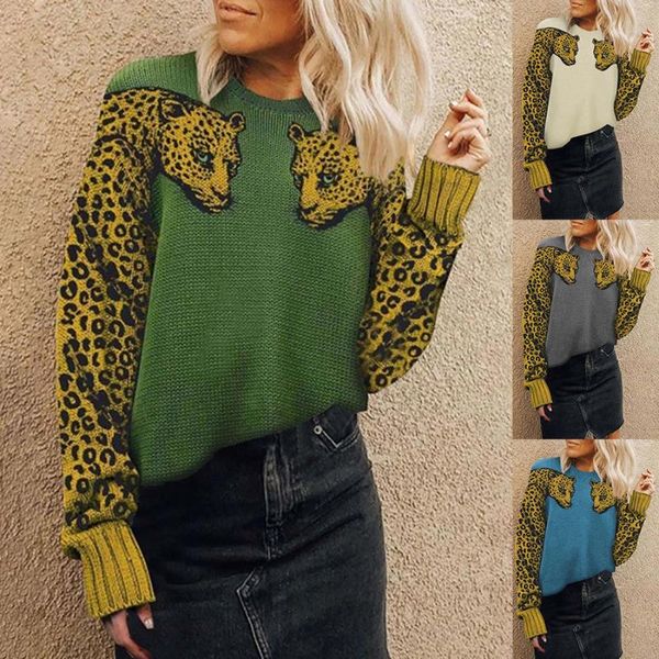 

women's sweaters pullovers women two leopards head female europe united states fashion mmy120139, White;black