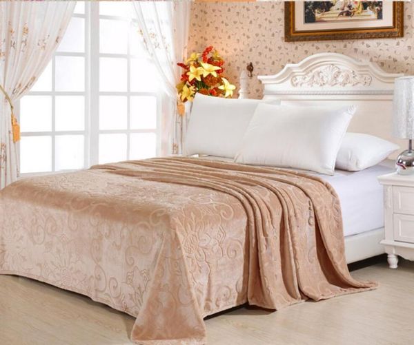 

blankets solid color embossed bed blanket soft warm coral fleece throw bedding sheet baby 200x230cm sofa/bed on