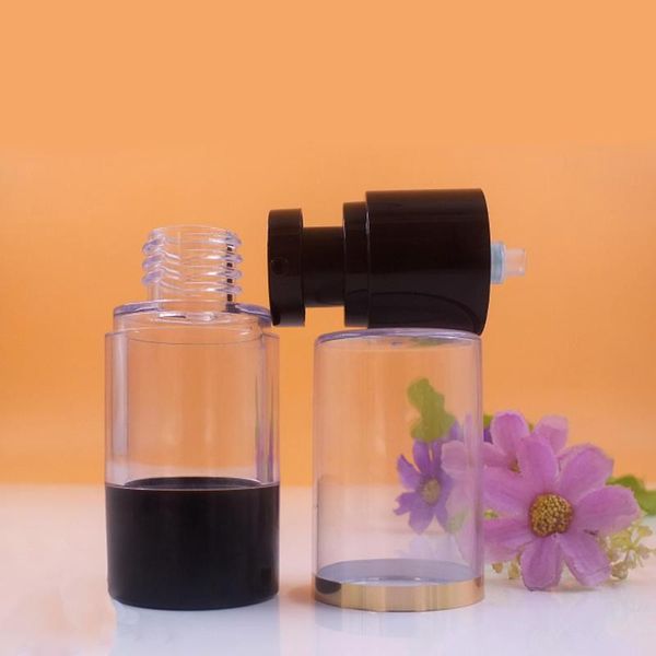 

storage bottles & jars 10pcs empty airless bottle plastic travel black flat pump sample lotion packgaing container gold edge 15ml 30ml 50ml