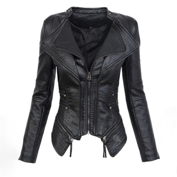 

women's leather & faux gothic couro falso pu mulheres jaqueta de inverno moda outono motocicleta preto casacos outerwear casaco, Black