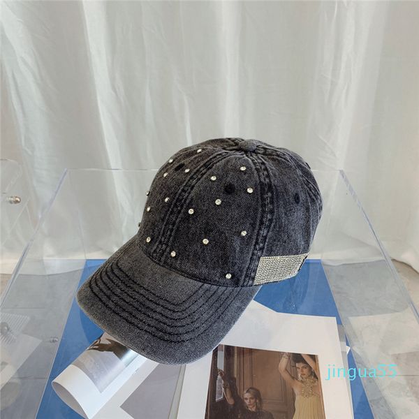 Designers Baseball Cap Luxurys Chapéus Mulheres Lazer Moda Vintage Denim Diamond Designer Chapéu Inverno Caps Quente preto e azul 2 cores