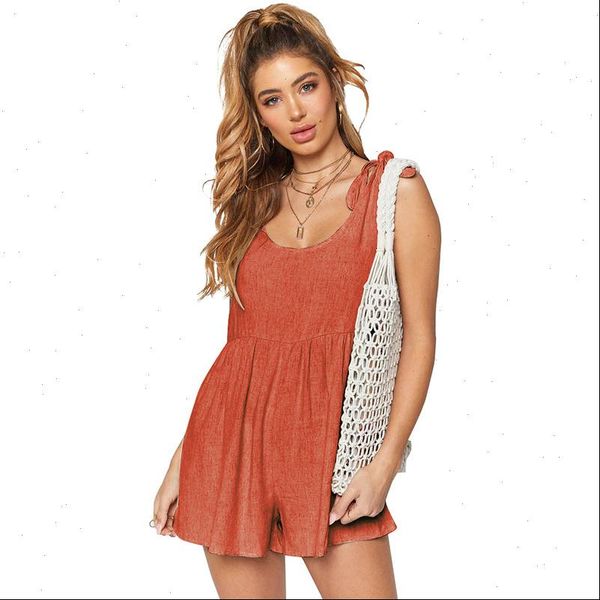 

summer women loose casual cotton jumpsuits sleeveless 2021 new solid bowknot playsuits rompers plus size woman fashion clothings, Black;white