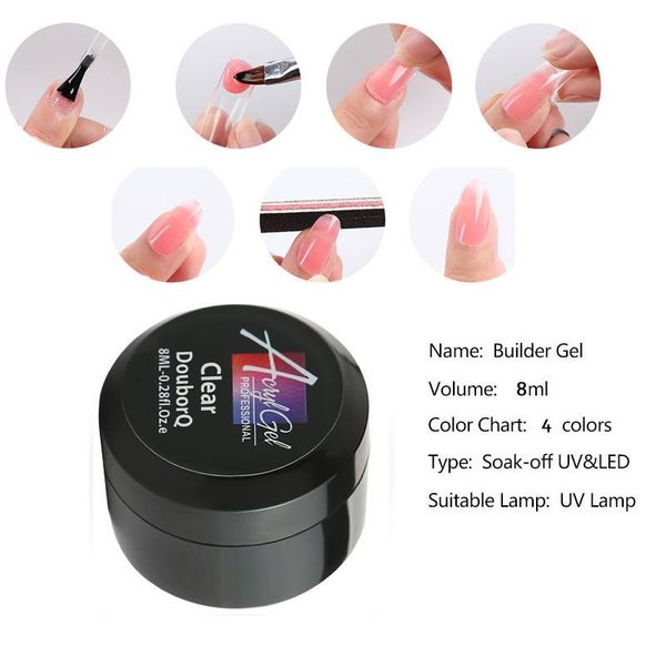 nail gel hard finger extension uv led jelly acrylic builder fast dry, Red;pink