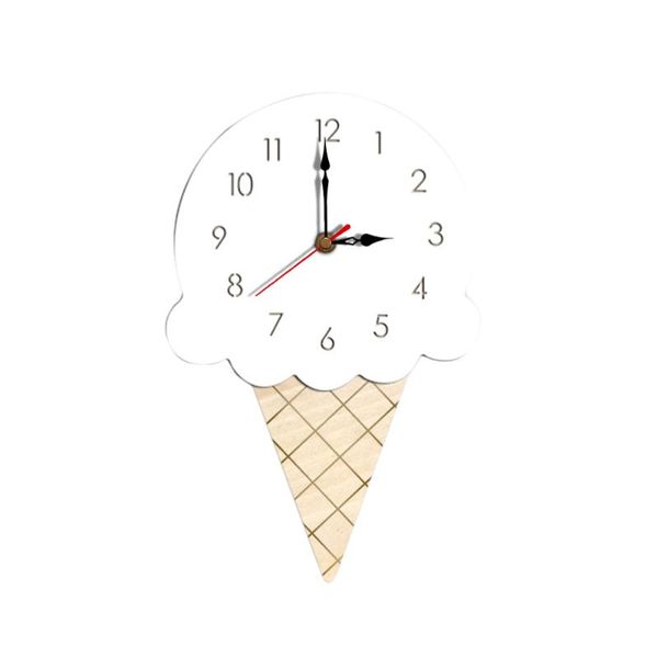 

cartoon wall clock decoration ice cream clock acrylic hanging children for home living room kindergarten (white)