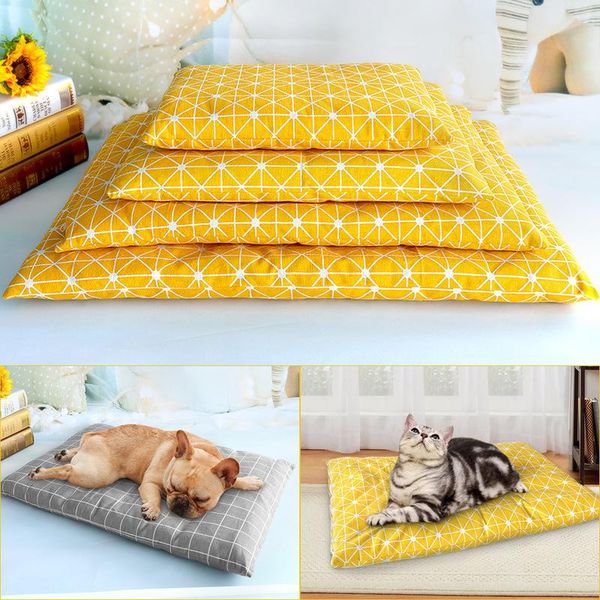 

kennels & pens winter dog bed house soft pet beds mat warm sofacotton linen pets cushion mattress for small medium large dogs cats cama per