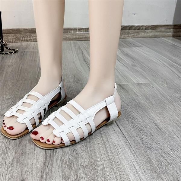 

sandals cootelili woman slip on women fashion sandalias 1.5cm heel 2021 flats no-slip womens shoes plus size 41 42, Black