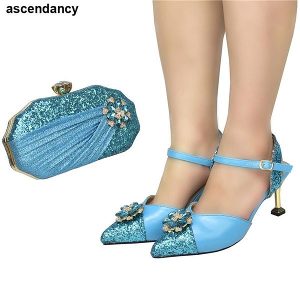 

dress shoes african and bag set decorated with rhinestone 2021 special arrivals wedding nigeriain, Black