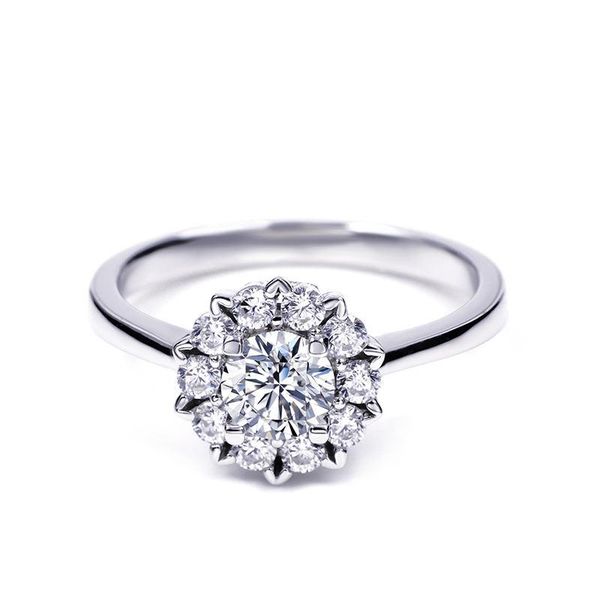

cluster rings tianyu gems 1 round diamonds ring 6.5mm moissanite gemstone classic jewelry accessories 925 sterling silver women, Golden;silver