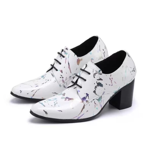 White High Heels Homens de Couro Mens genuíno Oxford Men pontual altura do dedo Aumentar sapatos de vestido de negócios