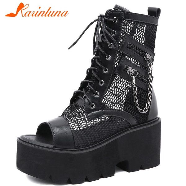

sandals karin brand female fashion street platform chunky high heels chain women gothic punk shoes, Black