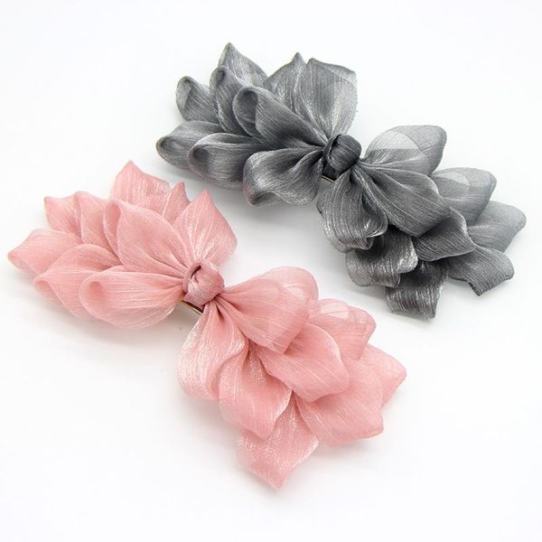 

hair clips & barrettes ribbon big bow floral shining hairclips womens accessories black pink girls flower lace, Golden;silver