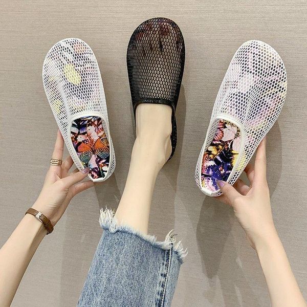 

shoes slippers casual loafers low slides cover toe fretwork heels luxury flat soft fabric rubber fashion basic concise pu, Black