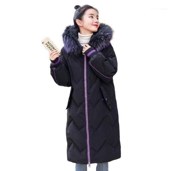 

women's down & parkas fashion long coat parka for women 2021 winter autumn female jacket with hooded fur collar large size plus siz1, Black