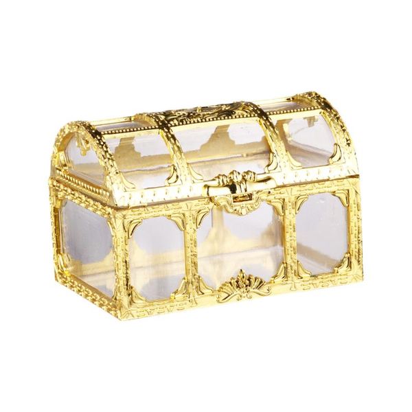 

10pcs creative candy box treasure chest shape sugar containers holder gift storage case party supplies for wedding (golden)