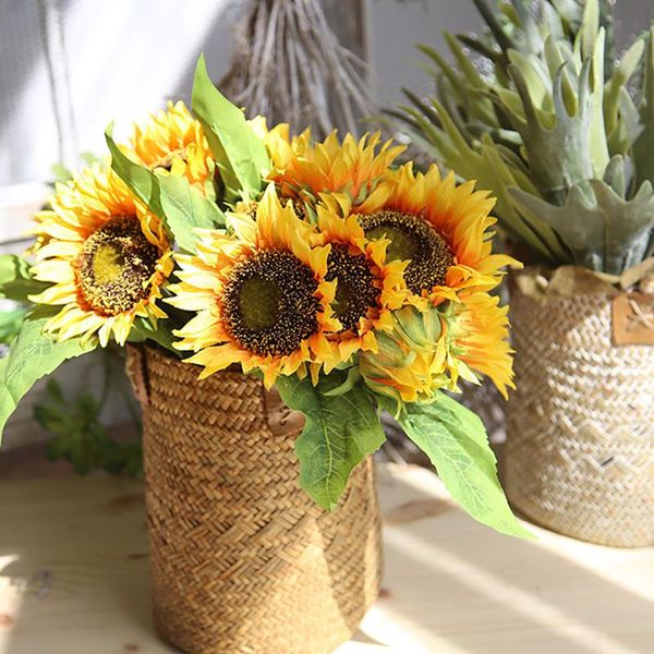 

decorative flowers & wreaths home decor artificial sunflowers bouquet of fake wedding flower bouquets a09#30