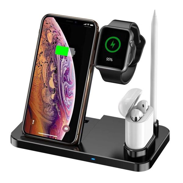 

w30 4 in 1 wireless qi charger for apple iphone/samsung galaxy/watch/airpods/pencil , desk stand charger 15w fast charging selling
