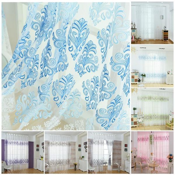 

flower totem voile curtains for living room bedroom window modern tulle screens sheer drape panel decor treatments drapes curtain &