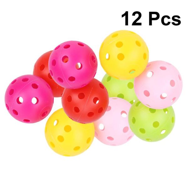 

golf balls 12pcs perforated play hollow practice training sports (mixed colors)
