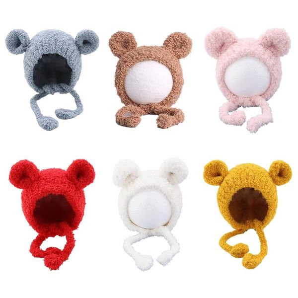 

caps & hats autumn winter warm cute baby plush beanie ear protection kids children solid color hat, Yellow