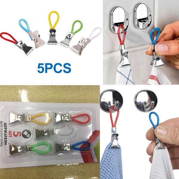 

clothing & wardrobe storage handy 5pcs tea towel hanging clips home travel portable hangers rack clip on hooks loops hand clothes pegs