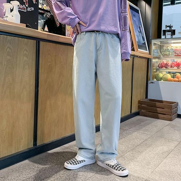

men's jeans spring summer blue fashion casual wide-leg men streetwear loose hip-hop straight denim trousers mens s-3xl