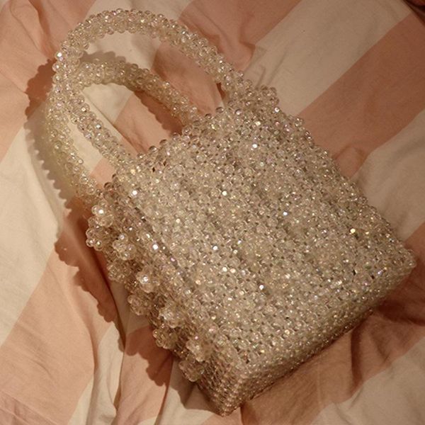 

Totes Crystal Lady Dinner Bag Handbag Ins Niche Artificial Weaving Heavy Industry Pearl Name, Blue