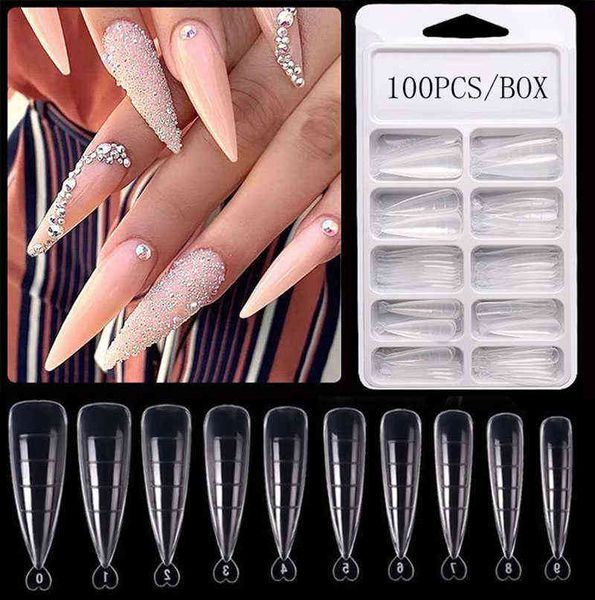 Unghie Finte 100 Pz/set Unghie Finte Punta Rapida Costruzione Stampo Accessori Per Decorazione 2022 Fashion False Nail Tips Stampi Set Estensione 220225