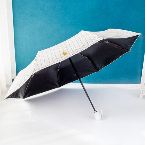 

umbrellas tri-fold umbrella simple plaid female light three folding parasol uv rain tool