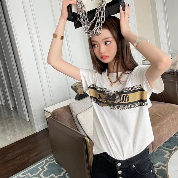 

70% off 2021 summer girls casual printed round neck pullover short sleeve loose t-shirt fashion, White