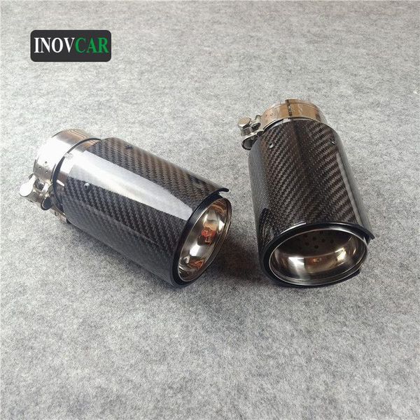 

motorcycle exhaust system 1 piece in 63mm out 92mm with m logo glossy carbon fiber car single tail muffler pipes for m2 m3 m4