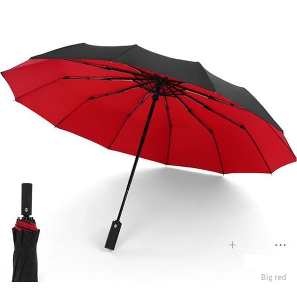 

enlarged business umbrellas rain women man full-matic parasol 12 ribs men three folding umbrella male big paraguas qylsip