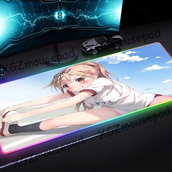 

mouse pads & wrist rests xgz large rgb gaming pad black lock edge anime sports enthusiast girl custom computer desk mat speed rubber no