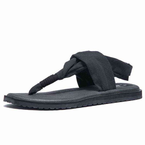 Ndb mulheres yoga sling 3 cor sólida sandália vintage feliz mulheres confortáveis ​​flip flop flop planos sandálias perfeita praia férias sapatos 36-44 g220228