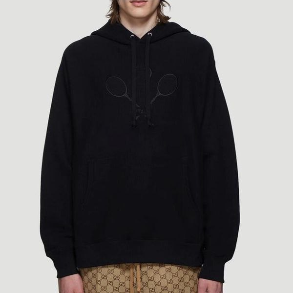 

fashion- badminton letter racket casual sweatshirt classic street hoodies embroidery embroidery tennis hooded logo outdoor hfymwy334 ou nkfk, Black