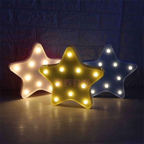 

insled cute pentagonal star shaped children's room decorative letter small night desk lamp multi color
