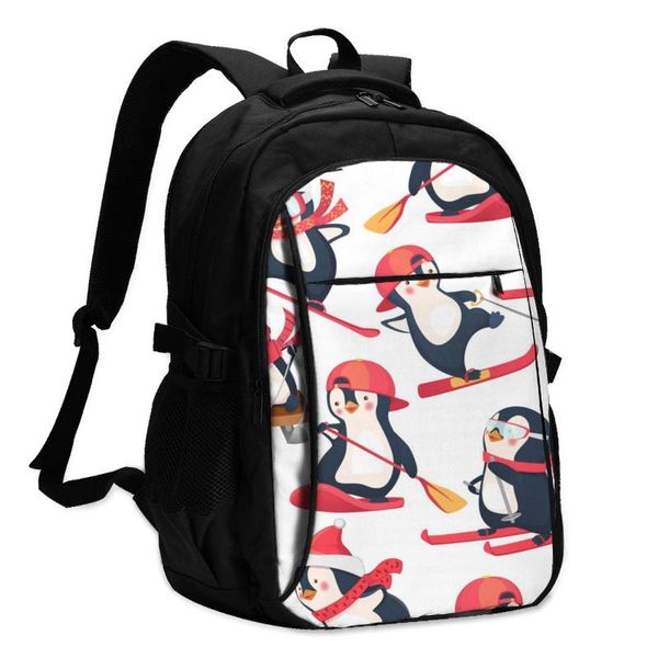 

backpack bags school for boy girl teenagercute penguins animals usb charge computer lapback pack
