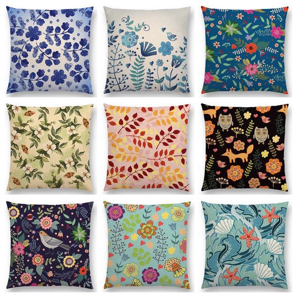 

blue and white floral cushion cover home decor sofa pillow case