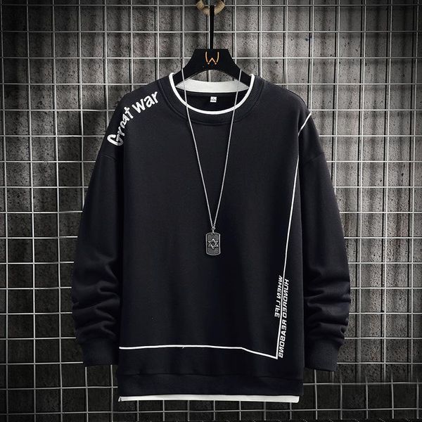 

men's hoodies & sweatshirts 2021 autumn mens harajuku letter print casual o-neck pullover long sleeve sweatshirt hoodie streetwear, Black