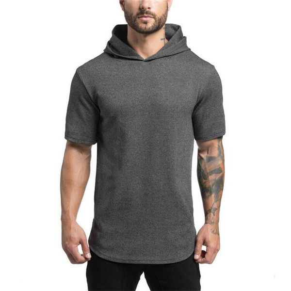 

men's t-shirts 2021 summer thin trendy solid color muscle slim breathable fitness sports short-sleeved t-shirt, White;black