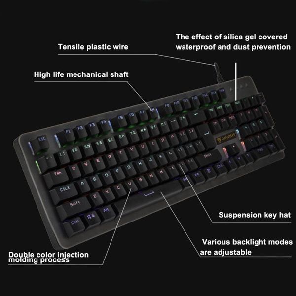 

mechanical gaming keyboard 82 keys usb wired rgb programmable portable keypad for office caring computer supplies