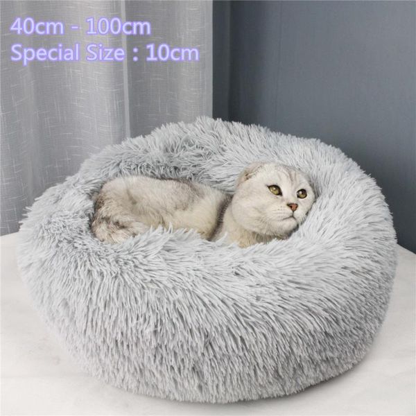 

cat beds & furniture round plush bed house soft long dog mat kennel puppy warm sleeping blanket portable pet for hamster/teacup